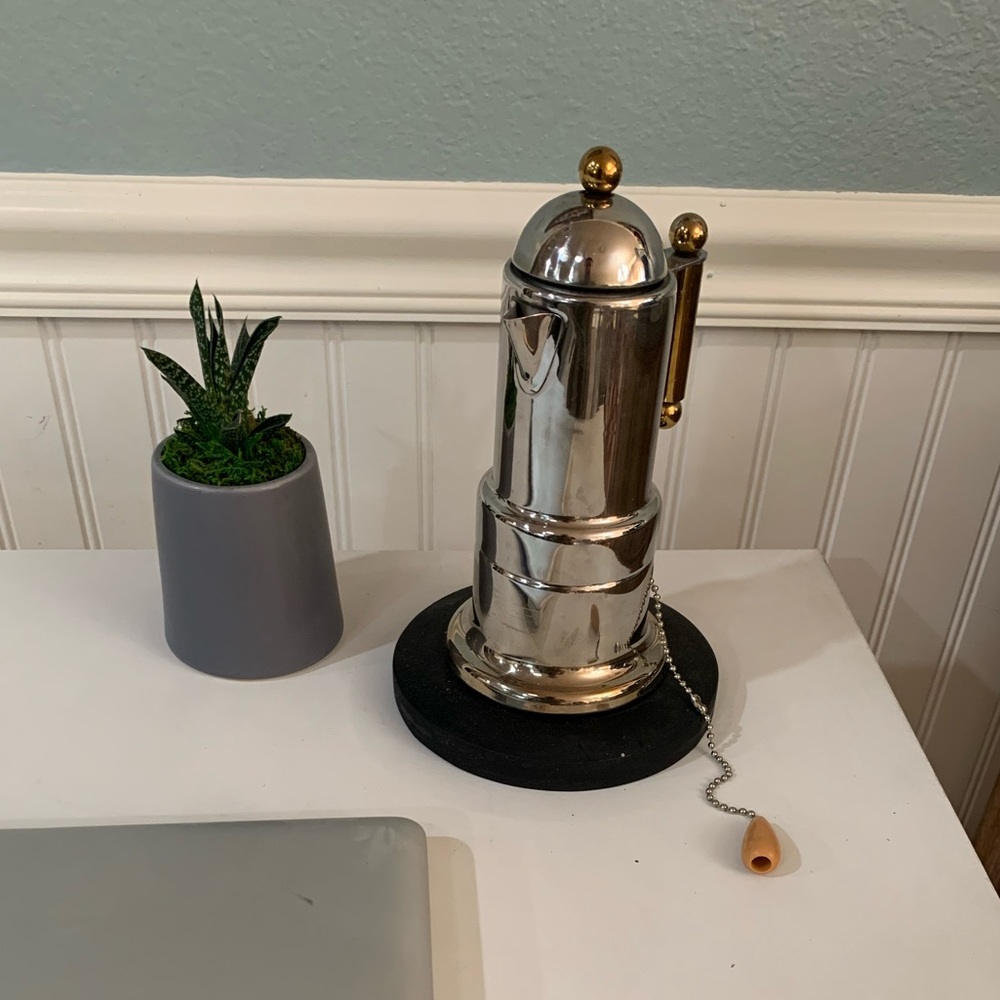 Rare unique desk lamp made out of a vintage Italian espresso coffee maker